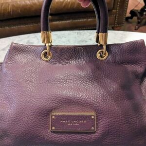 Marc Jacobs Deep Purple Satchel with Gold Accents